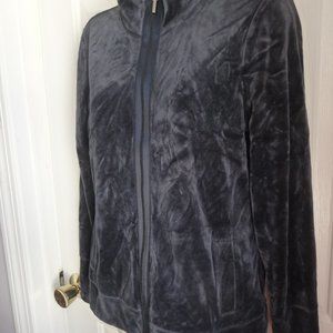 Talbots M NWT $78 Jacket Top Cotton Blend Blue Velvet Zip Front Long Sleeves